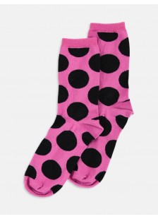 Womens socks LA DIVA Polka dots Fuchsia and Yellow