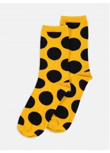 Womens socks LA DIVA Polka dots Fuchsia and Yellow