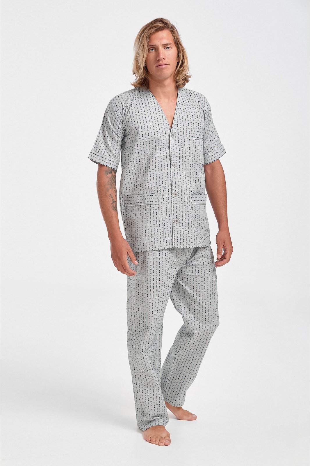 Mens pajamas LION short-sleeved with buttons