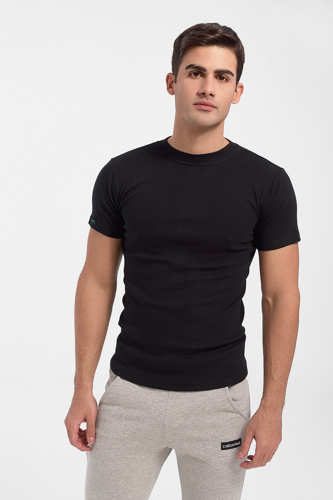 Mens T-Shirt Black Crew Neck