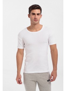 Mens T-Shirt Open Neck White