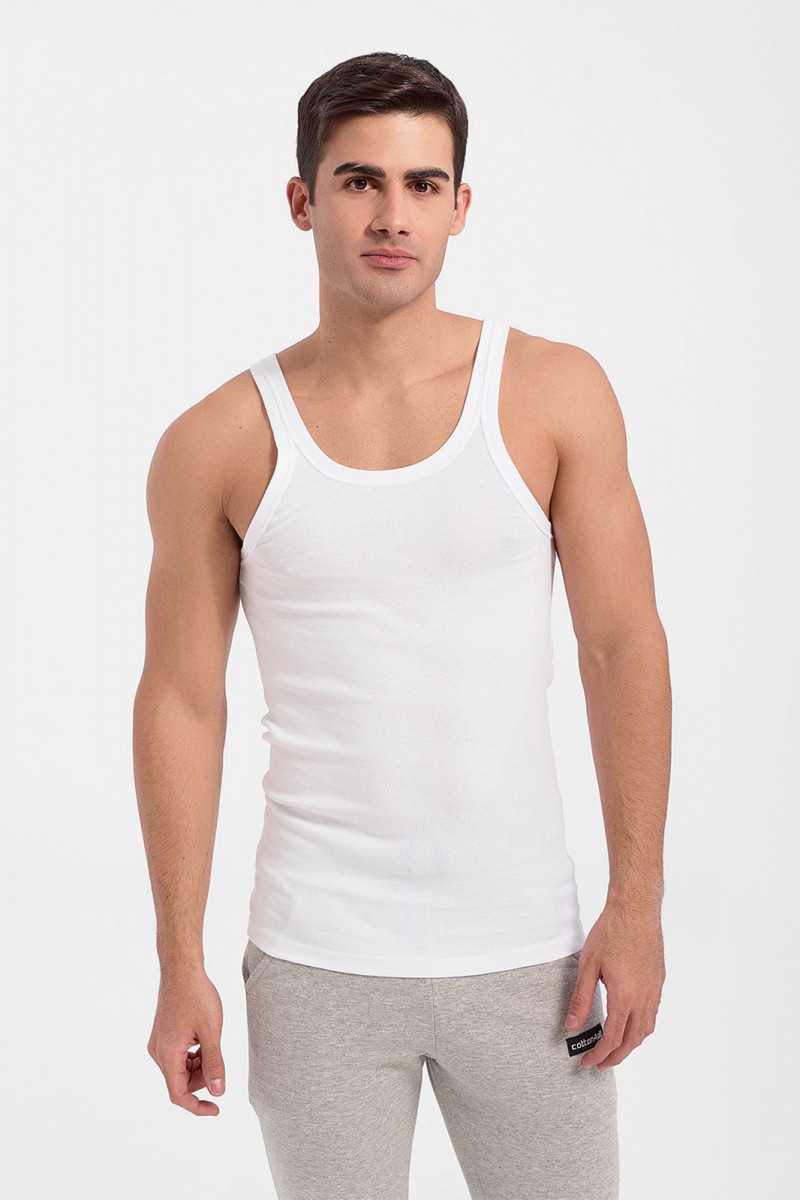 Mens White Cotton Tank Top 