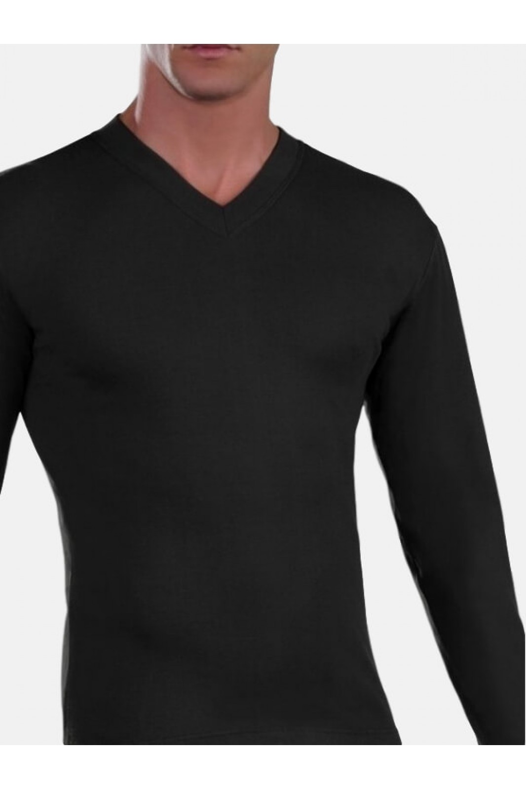 Mens Undershirt Long Sleeve V Neck 