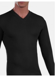 Mens Undershirt Long Sleeve V Neck 