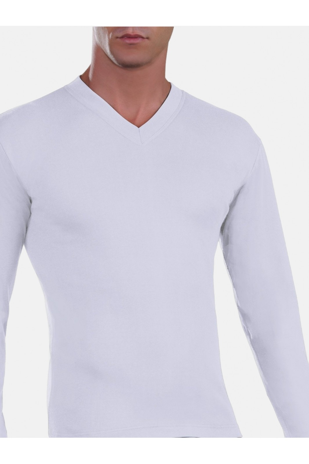 Mens Undershirt Long Sleeve V Neck 