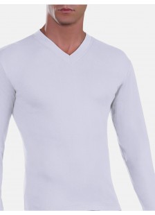 Mens Undershirt Long Sleeve V Neck 