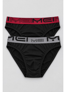 Men's Briefs with Wide Elasticated Waistband MEI 2-Pack 272-2 Burgundy Anthracite MEI-272-2
