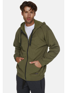 BODY MOVE men's khaki hooded zip sweatshirt