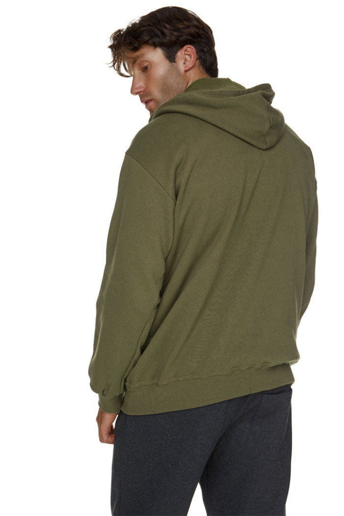 BODY MOVE men's khaki hooded zip sweatshirt