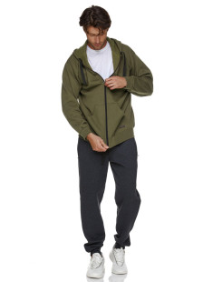 BODY MOVE men's khaki hooded zip sweatshirt