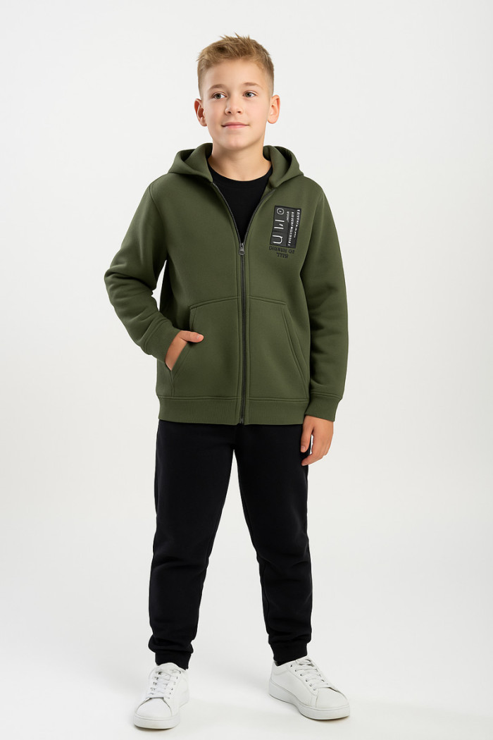 TRAX khaki three-piece winter tracksuit for boys aged 6–16