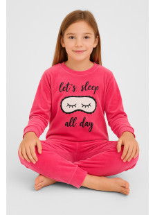 TRAX girls' fuchsia velour winter pyjamas