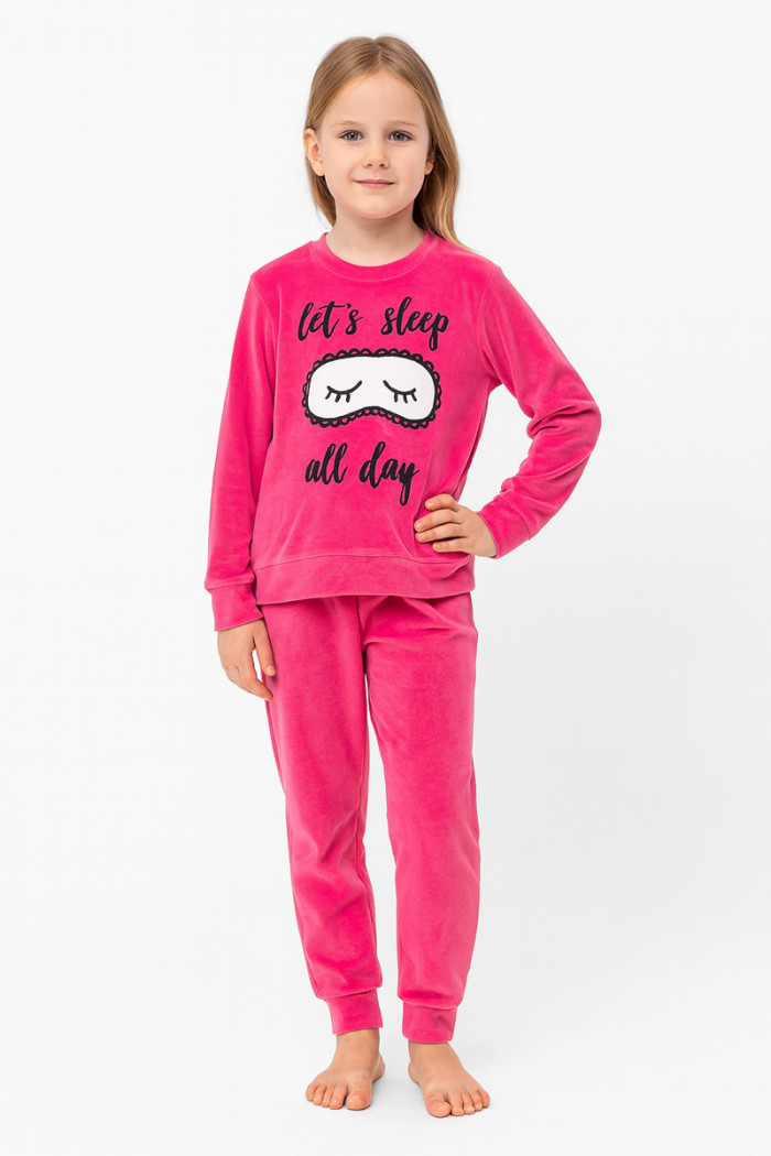 TRAX girls' fuchsia velour winter pyjamas