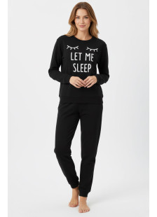 TRAX women's cotton pyjama set with black top and dark grey trousers