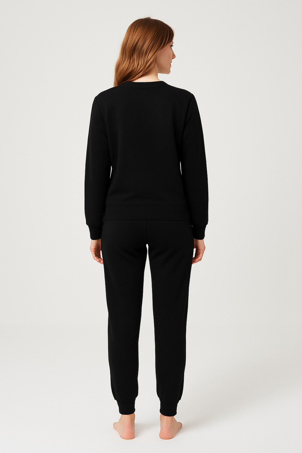 TRAX women's cotton pyjama set with black top and dark grey trousers