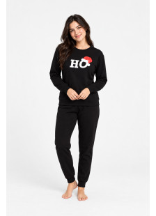 TRAX women's cotton pyjama set with black top and dark grey trousers