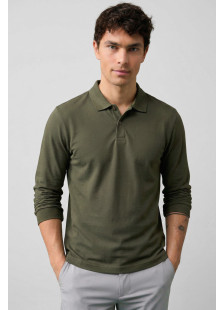 BODY MOVE long-sleeve piqué polo shirt in khaki