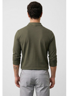 BODY MOVE long-sleeve piqué polo shirt in khaki