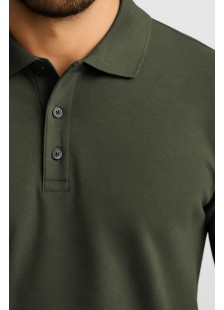 BODY MOVE long-sleeve piqué polo shirt in khaki