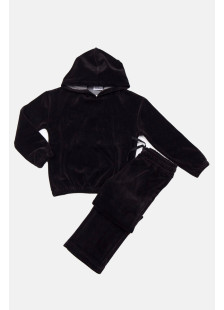 Girls' TRAX black velour tracksuit set