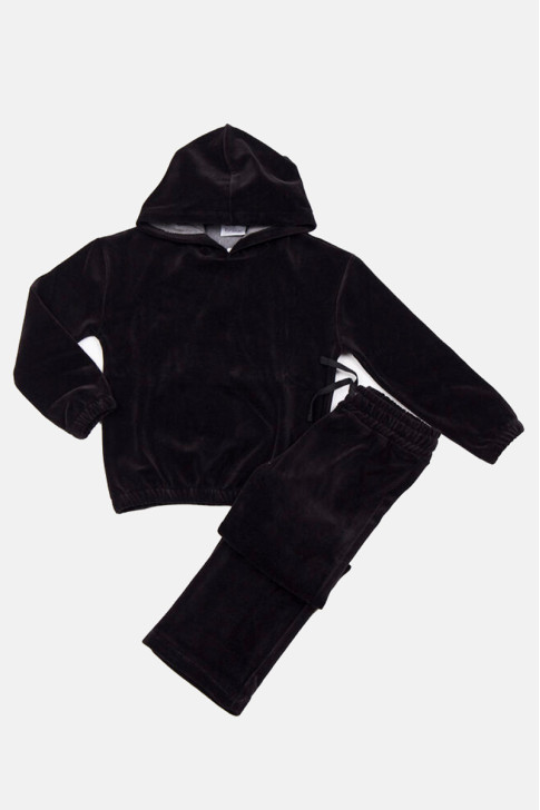 Girls' TRAX Velour Tracksuit Set Black 48661