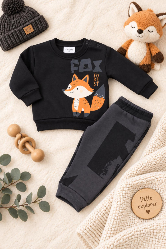 Baby boys' TRAX black winter tracksuit set
