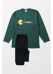CHERRY Herren-Pyjama in Zypressengrün mit Packman-Motiv