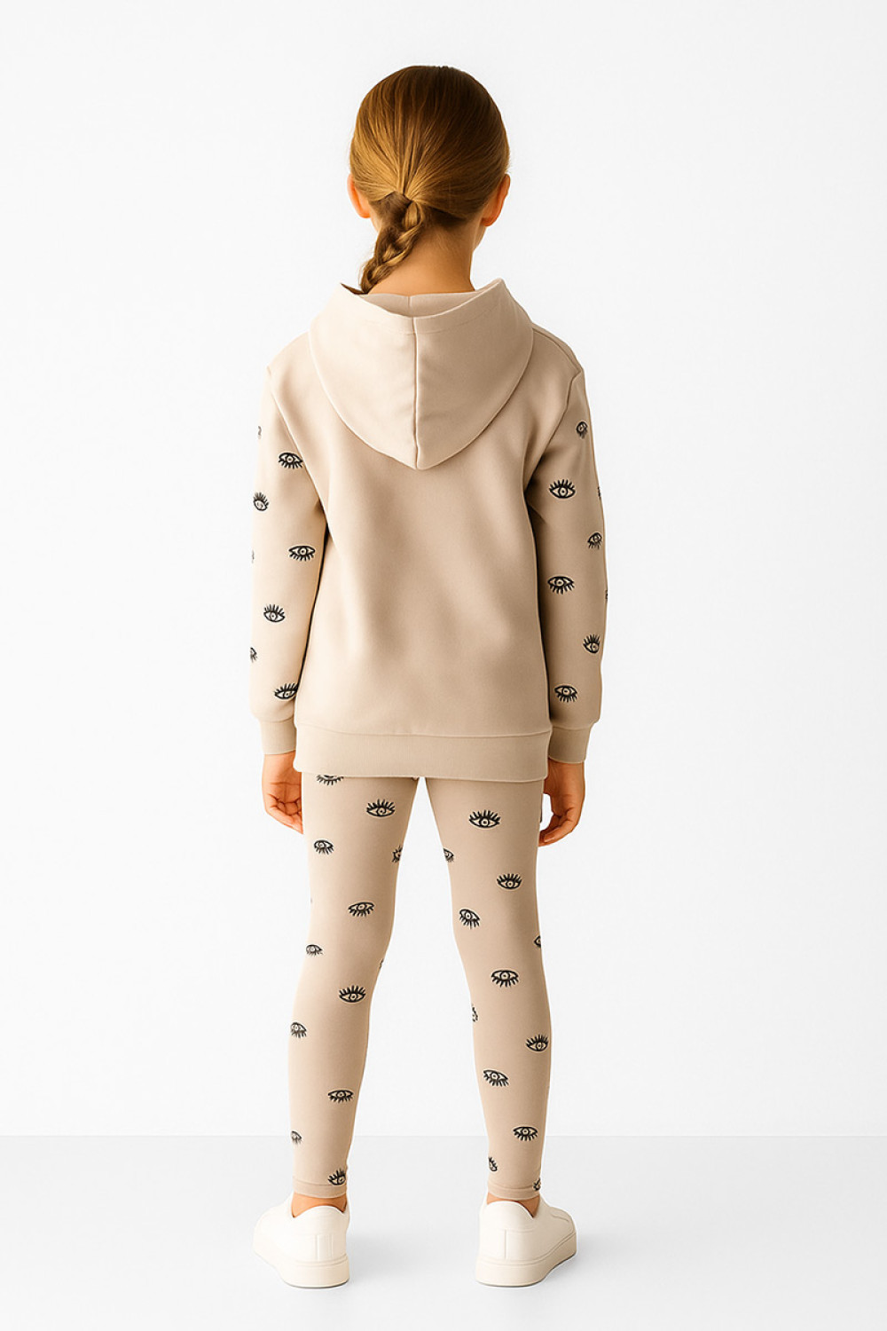 TRAX girls' beige autumn set with long-sleeve top and leggings