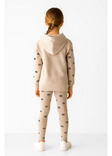 TRAX girls' beige autumn set with long-sleeve top and leggings