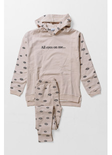 TRAX girls' beige autumn set with long-sleeve top and leggings