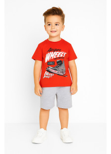 TRAX boys' red summer set with T-shirt and shorts