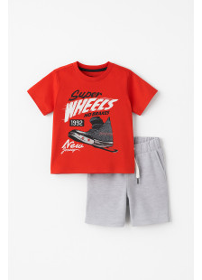 TRAX boys' red summer set with T-shirt and shorts