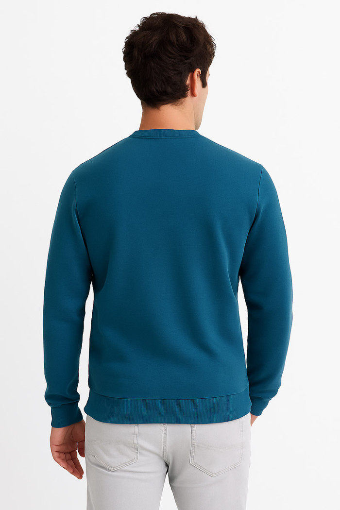 Cotton4all men's petrol fleece sweatshirt with subtle print