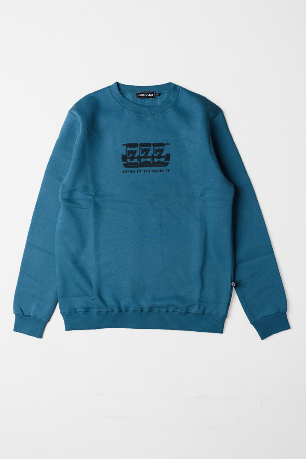 Cotton4all men's petrol fleece sweatshirt with subtle print