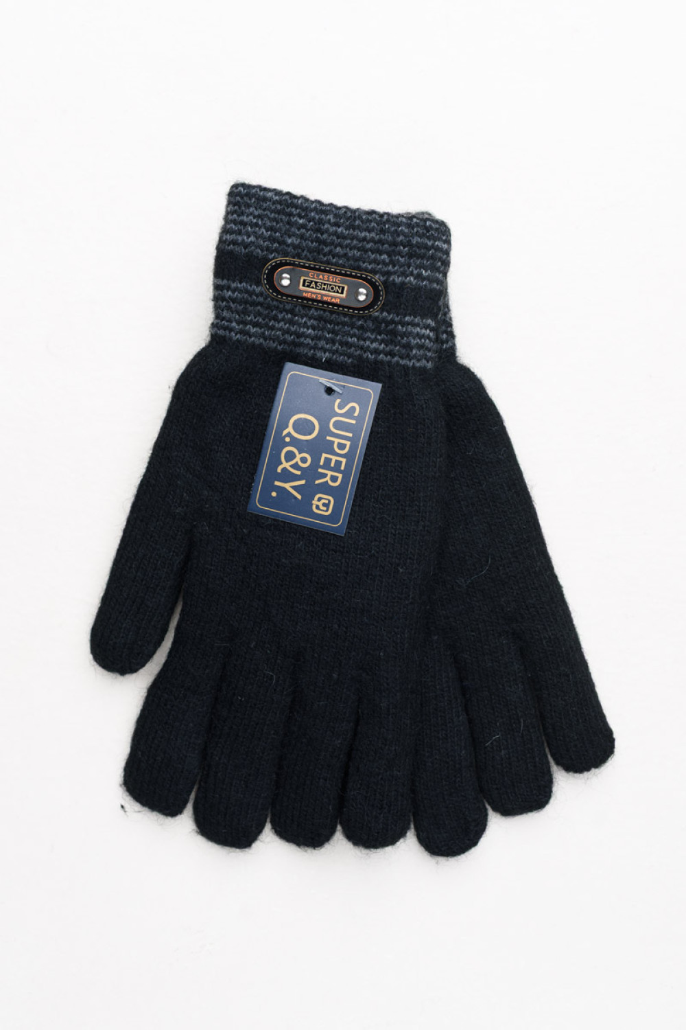 Grob gestrickte Herren-Handschuhe von SUPER Q&Y mit Pelzfutter