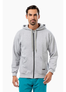 Grey melange BODY MOVE hooded zip sweatshirt