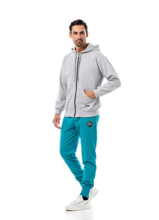 Grey melange BODY MOVE hooded zip sweatshirt