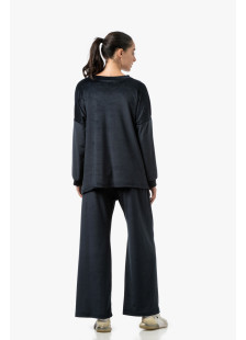 Black BODY MOVE women's velour tracksuit set