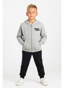 TRAX grey boys' winter tracksuit set with sweatshirt jacket and sweatpants