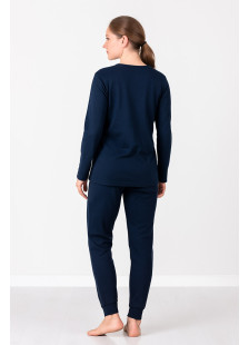 CHERRY dark blue women's long-sleeve pyjamas with print