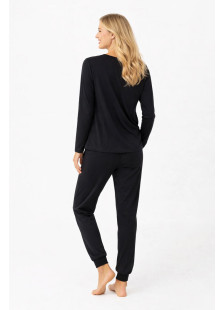 CHERRY black women's long-sleeve pyjamas with print