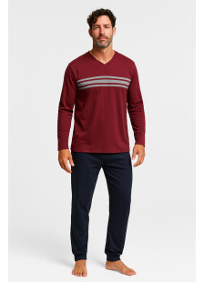 CHERRY men's burgundy long-sleeved pyjama set