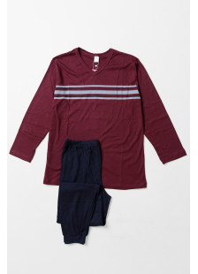 CHERRY men's burgundy long-sleeved pyjama set
