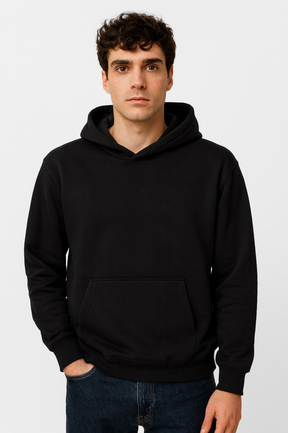 Black Cotton4all men's hooded sweatshirt
