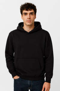 Black Cotton4all men's hooded sweatshirt