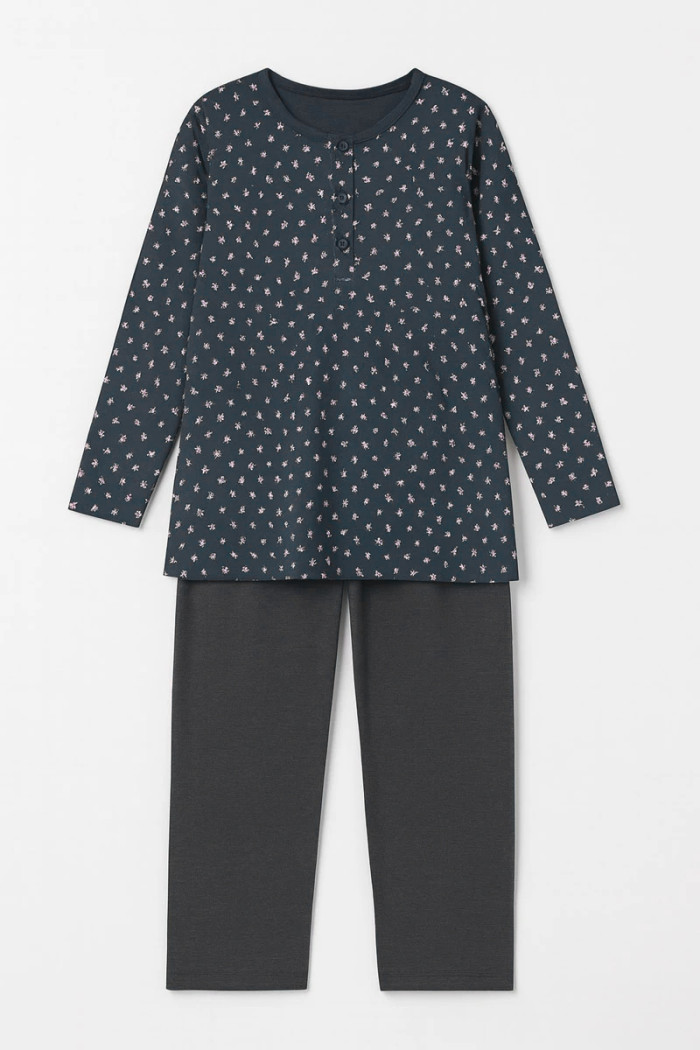 CHERRY Damen-Winter-Schlafanzug mit Muster