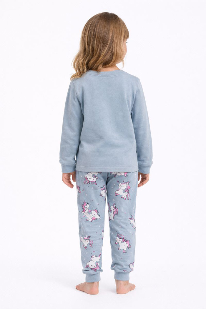 TRAX aqua winter pyjamas for girls with long-sleeved top and long trousers