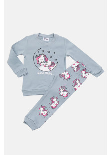 TRAX aqua winter pyjamas for girls with long-sleeved top and long trousers