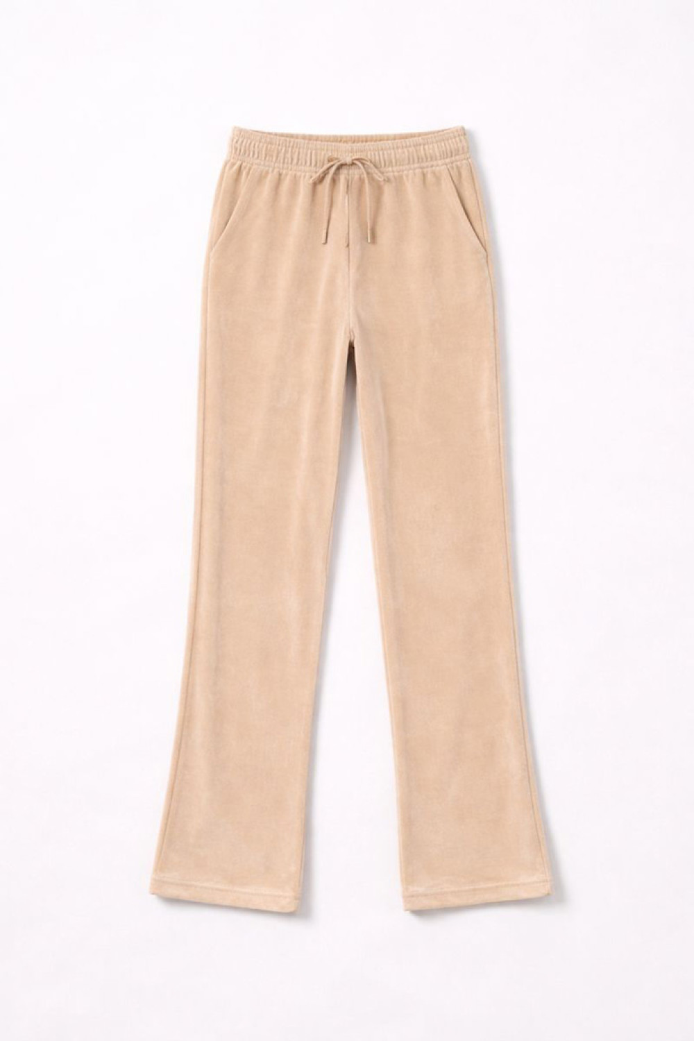 TRAX beige women’s straight velvet sweatpants