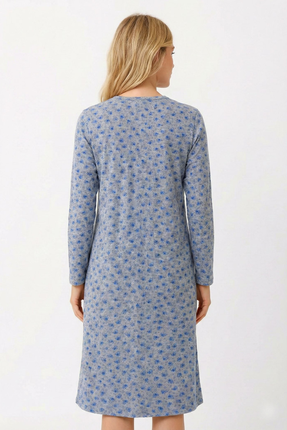 Grey classic winter nightdress by Alina AL-1172